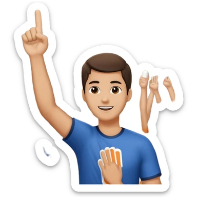 person cheering at a sports game, holding a foam finger or waving, stadium background sticker