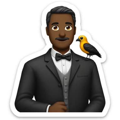 hombre de la peste negra con traje de pico de pajaro negro sticker