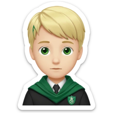 blonde hair boy in Slytherin uniform with green scarf sticker