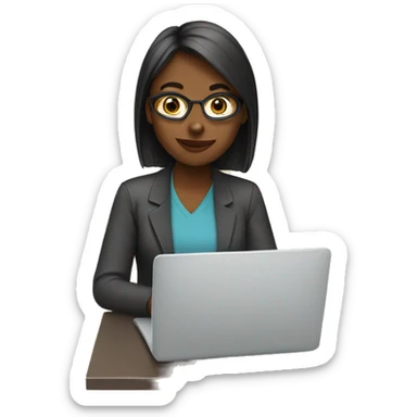 young remote worker woman sticker