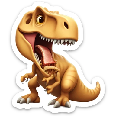 T. rex trying to eat ribs sticker