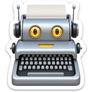 robot typewriter emoji with more expressive face sticker