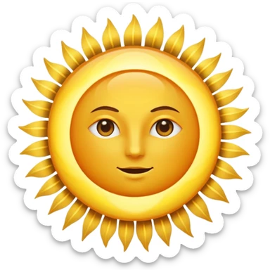 A large, bright sun, with an intense yellow center and golden rays surrounding it, illuminated and vibrant. Take your eyes and mouth away. sticker