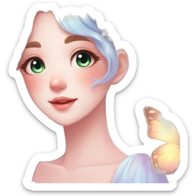 Gorgeous Shiny Pastel Anime-Style Lady Butterflies flower petals leaves cottagecore fairycore pastelcore kawaii aesthetic trending style sticker