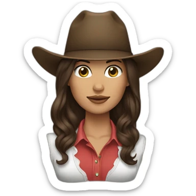 cowgirl brunette straight hair sticker