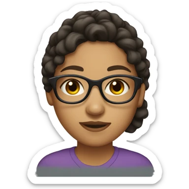 brunette girl with brown eyes and olive skin wearing glasses  sticker