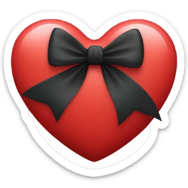 a red heart emoji with a black bow wrapped around it sticker