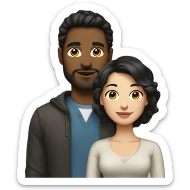 Husband and wife black hair white skin tone  sticker