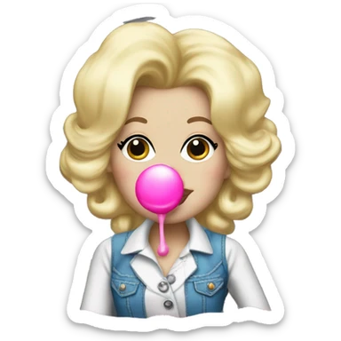 Dolly Parton blowing pink bubblegum sticker