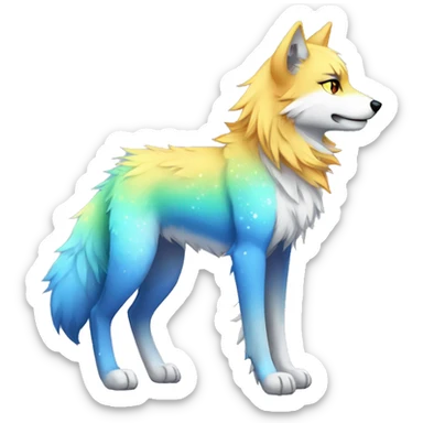 Colorful emo-Sparkle-wolf-fursona full body sticker