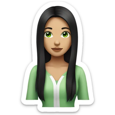 A girl with green eyes and black hair  sticker