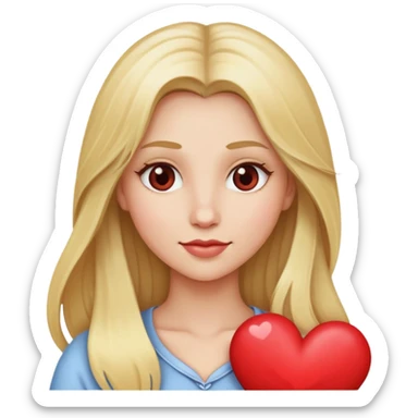 Women long blonde hear with heart sticker