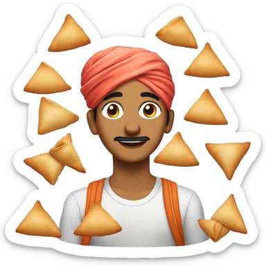 Sardar boy teen in gen z drip eating samosa sticker