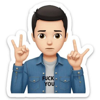 Boy wearing a shirt that says fuck you sticker