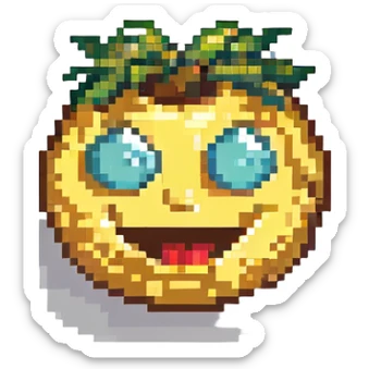 jazzy emoji, energetic, offbeat and quirky, pixel art style sticker