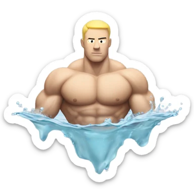 white muscle man figure sticking out of the water sticker