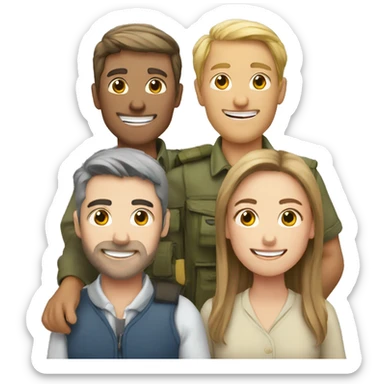 Four foreigners together happy sticker