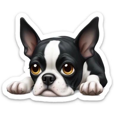 Boston terrier laying sticker