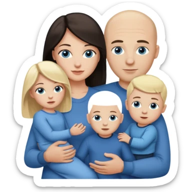Eigene Familienbild, Frau dunkle lange Haare,  Mann Glatze und blaue Augen, kind 2 Jahre und blond und dunkle Augen  sticker