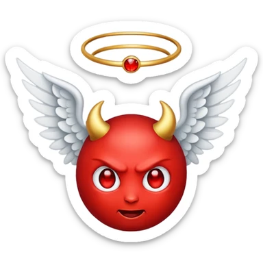 Devil emoji with angel wings And a halo  sticker