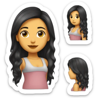 Chica morena con pelo más largo de un lado con mechas pelirroja sticker
