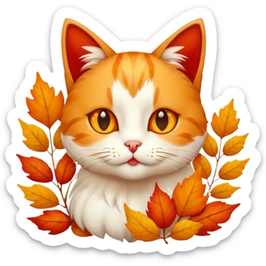 cat kisses autumn  sticker