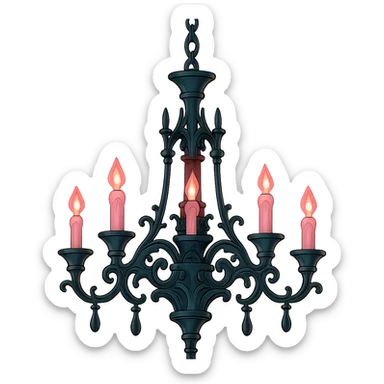 gothic chandelier, black and pink colors sticker