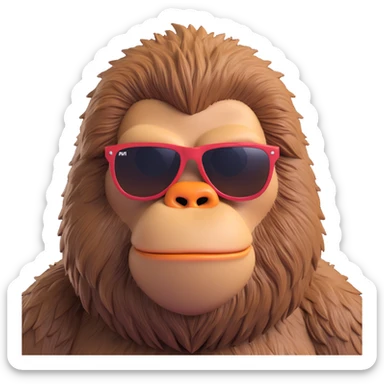 Bigfoot character in sunglasses, ultra crisp edges, high definition, expressive face, detailed fur sticker