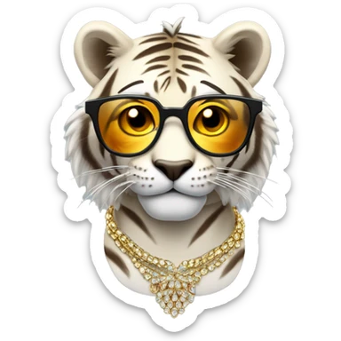 tigre con gafas de sol con cabello y con joyas sticker