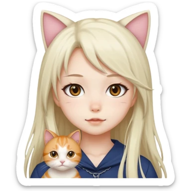 Аниме девушка, кошка девочка  sticker