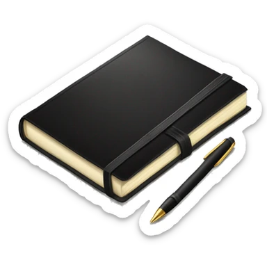 beautiful black diary with pen sticker