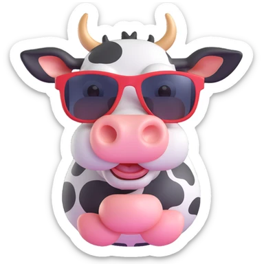 a cool cartoon style cow with big sunglasses sticker