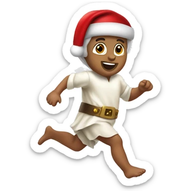 skipping sprint baby Jesus santa costume sticker
