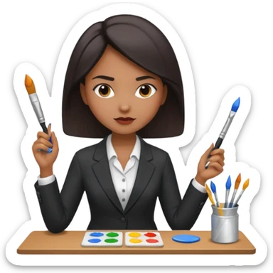 business woman painting sticker