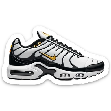 I want you to draw a white Air Max Plus with the Nike logo facing right sticker