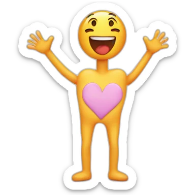 Heart with a hand-drawn face and arms and legs coming out of it sticker