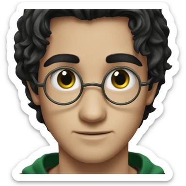 Harry potter face black hair green eyes sticker