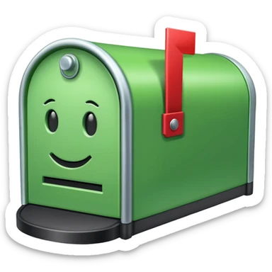 Transform the red mailbox emoji 📮 by changing all red areas to a light green color, while keeping the rest of the design unchanged. sticker