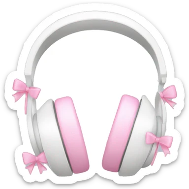 white headphones with baby pink bows sticker