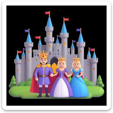 king and queen posing, castle background sticker