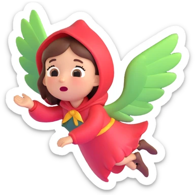 A cute fairytale character flying and crying because she is so happy sticker
