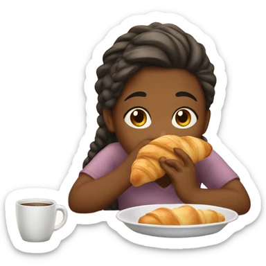 Girl eating croissant sticker