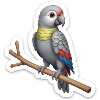 gray parrot on stick sticker