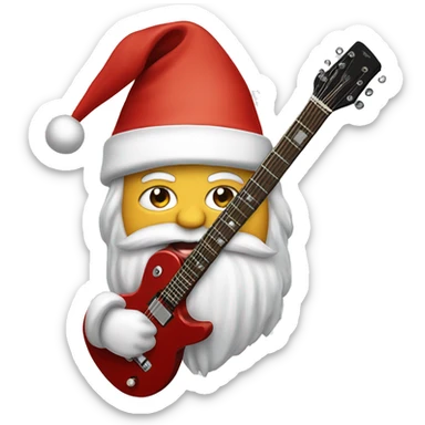 santa claus with electrick guitar sticker