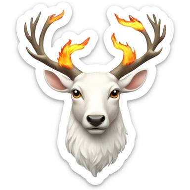 White stag with a flame above head sticker
