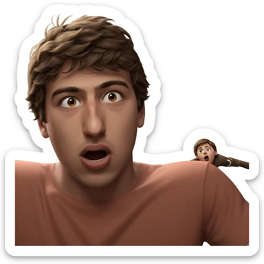 brown haired boy in shock sticker