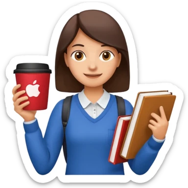 Create two emoji characters.

Left: a stressed student preparing for IELTS, holding books and coffee, tired face, exam stress.

Right: a happy confident student after IELTS, traveling abroad, airplane, university, freedom, smiling.

Style: Apple emoji, clean, simple, white background. sticker