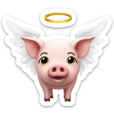 A pig with angel wings and a halo sticker
