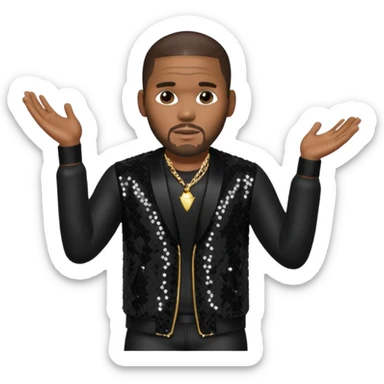 R. Kelly with dark brown hair, black sequin outfit sticker