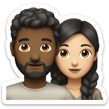 dark hair white man with dark skin Asian woman sticker